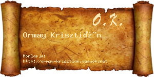 Ormay Krisztián névjegykártya